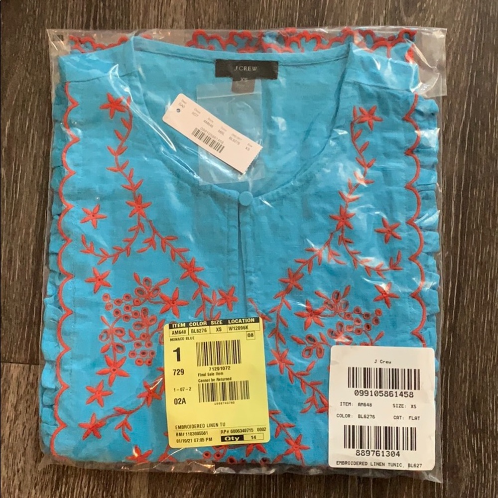 J.Crew Embroidered linen tunic - Picture 2 of 5